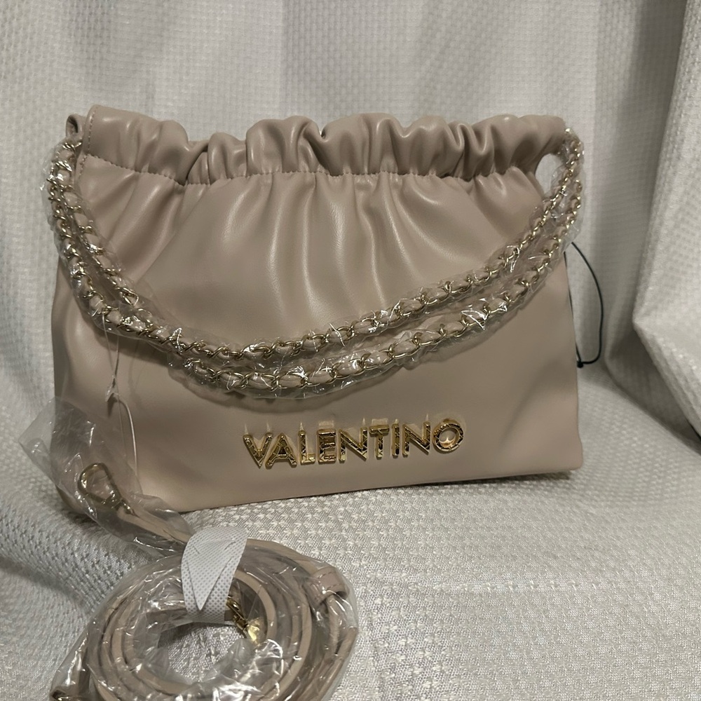 Valentino Taupe Chain Strap Shoulder Bag with straps